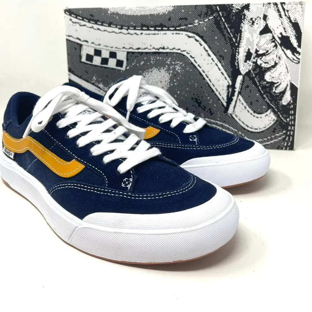 Vans Berle Navy Gold Low Top Suede Skate Shoes Women's Size 9 9.5 VN0A5JIJNGL - Picture 9 of 11